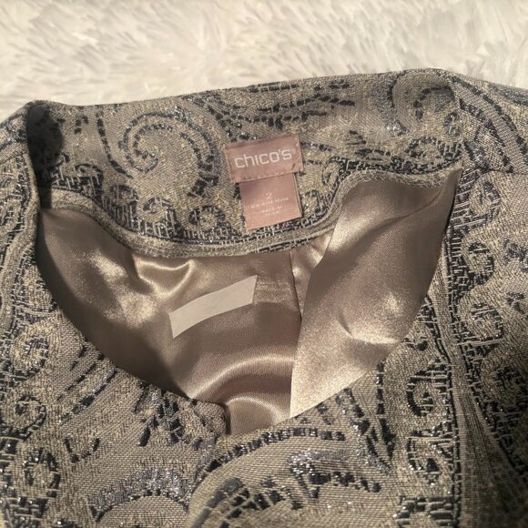 Chico's beautiful lined size 2 metallic sparkle jacket - Picture 2 of 5